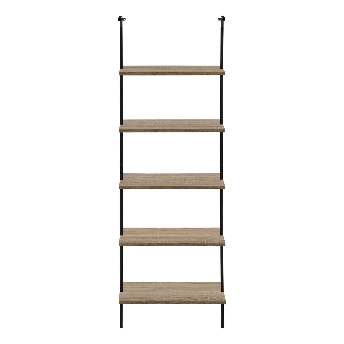 I 3682 Bookcase - 72"H Ladder Dark Taupe / Black Metal - Furniture Depot (7881122709752)