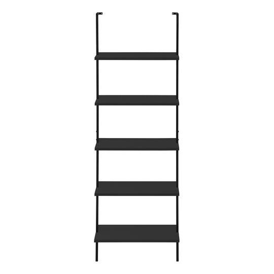 I 3683 Bookcase - 72"H Ladder Black / Black Metal - Furniture Depot