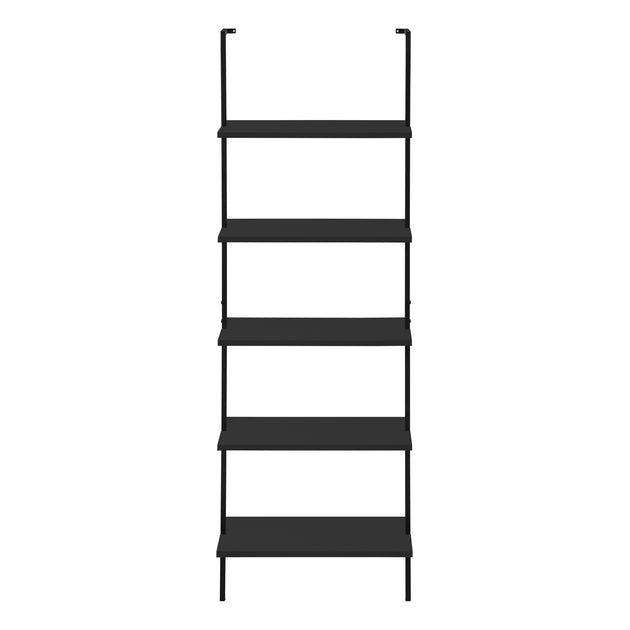I 3683 Bookcase - 72"H Ladder Black / Black Metal - Furniture Depot