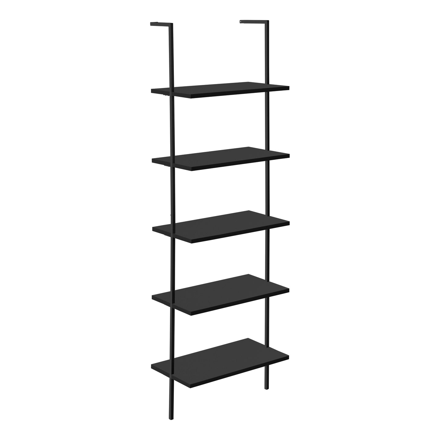 I 3683 Bookcase - 72"H Ladder Black / Black Metal - Furniture Depot