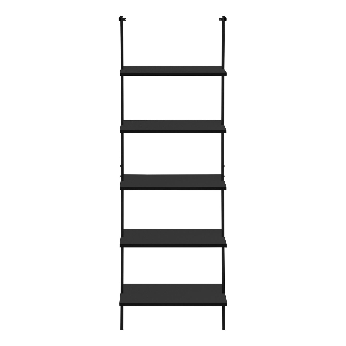 I 3683 Bookcase - 72"H Ladder Black / Black Metal - Furniture Depot