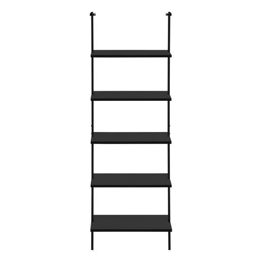 I 3683 Bookcase - 72"H Ladder Black / Black Metal - Furniture Depot
