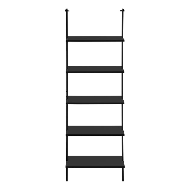 I 3683 Bookcase - 72"H Ladder Black / Black Metal - Furniture Depot