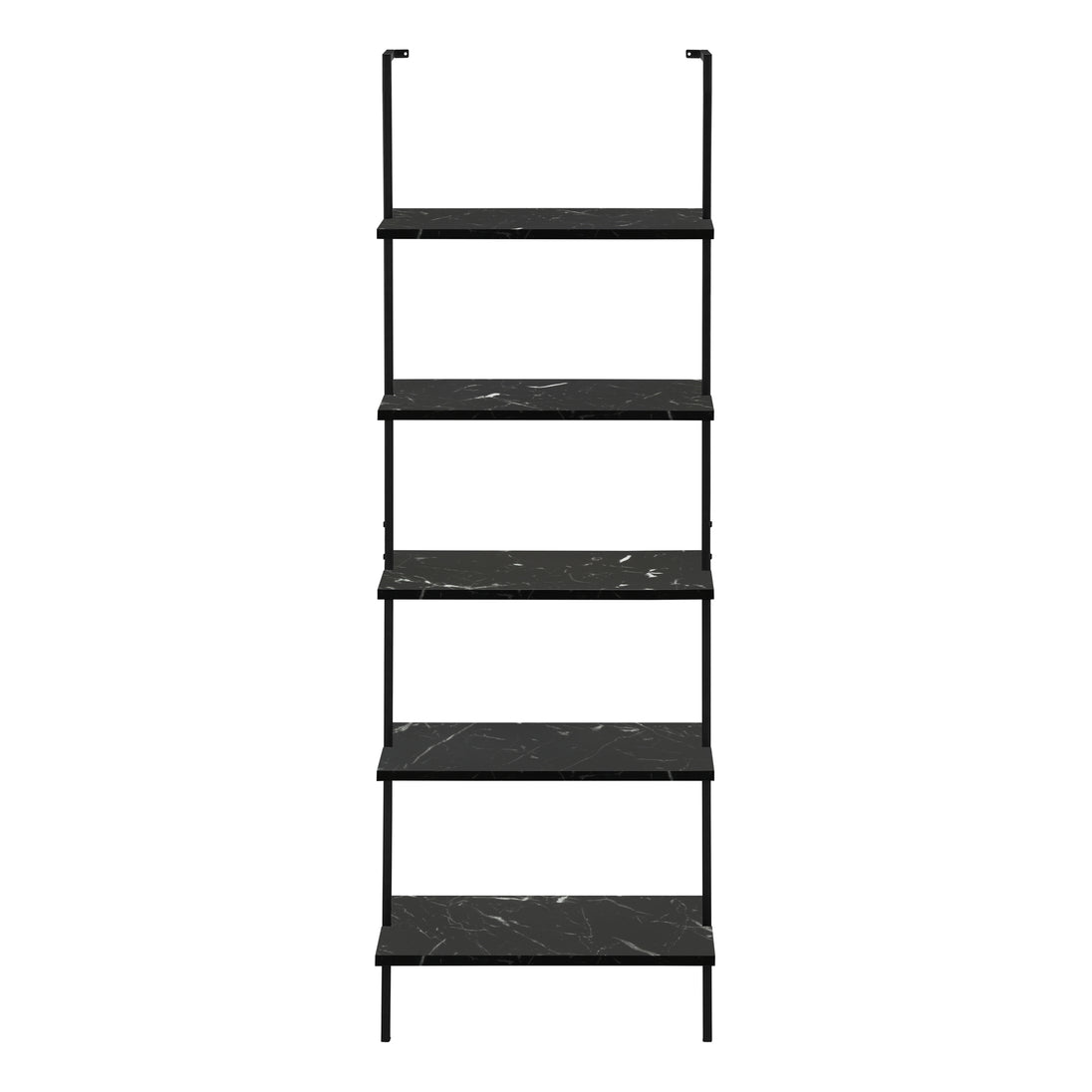 I 3684 Bookcase - 72"H Ladder Black Marble / Black Metal - Furniture Depot (7881122775288)