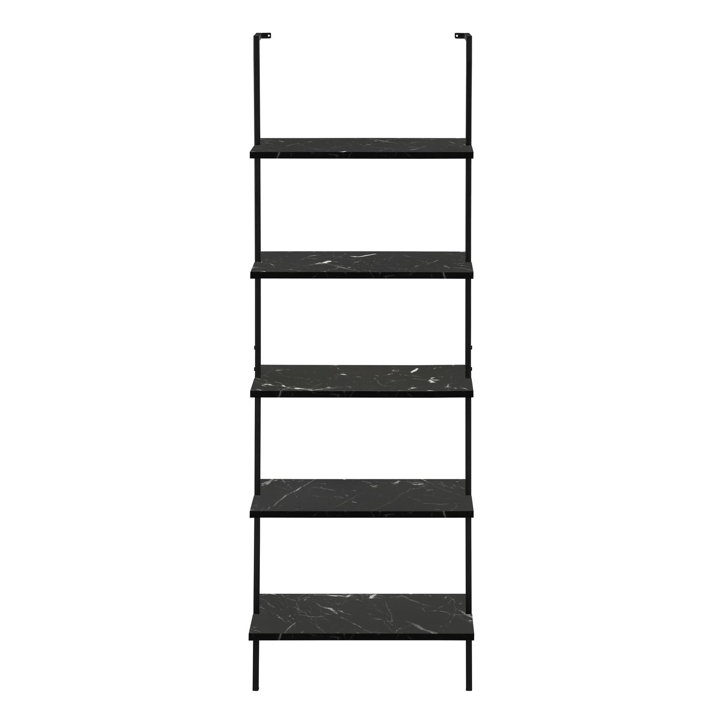 I 3684 Bookcase - 72"H Ladder Black Marble / Black Metal - Furniture Depot (7881122775288)