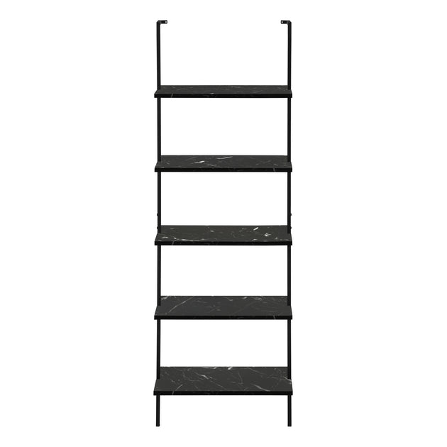 I 3684 Bookcase - 72"H Ladder Black Marble / Black Metal - Furniture Depot (7881122775288)