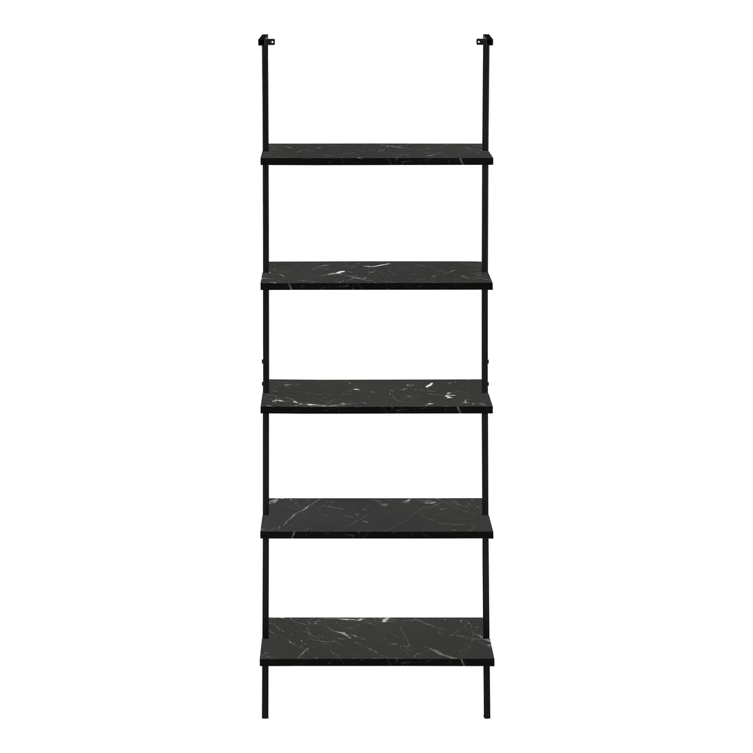 I 3684 Bookcase - 72"H Ladder Black Marble / Black Metal - Furniture Depot (7881122775288)