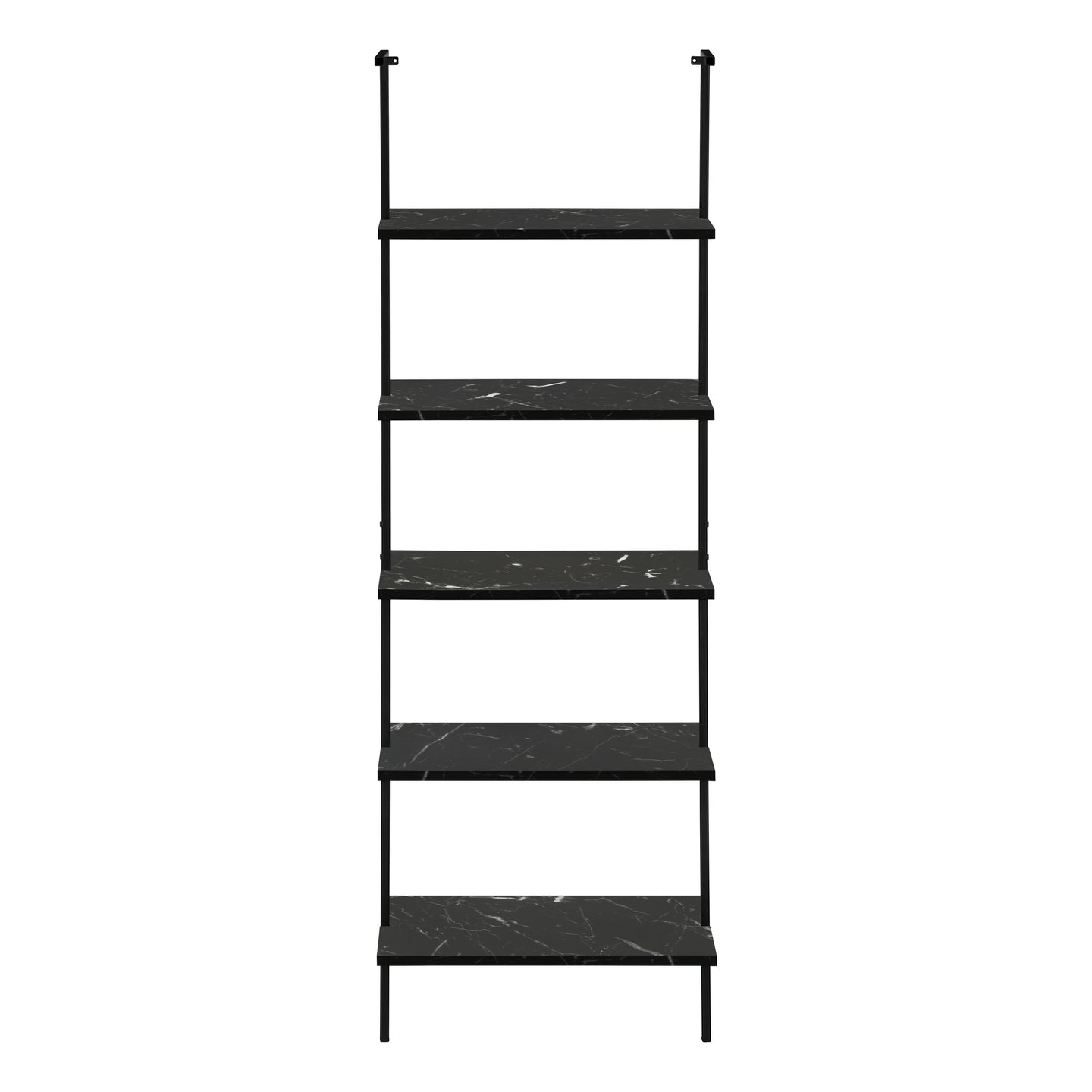 I 3684 Bookcase - 72"H Ladder Black Marble / Black Metal - Furniture Depot (7881122775288)