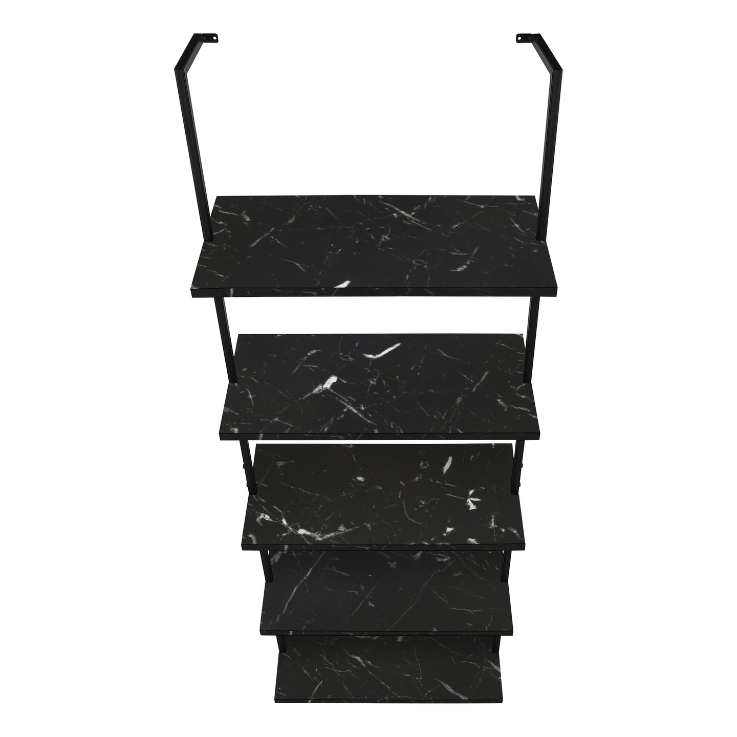 I 3684 Bookcase - 72"H Ladder Black Marble / Black Metal - Furniture Depot (7881122775288)