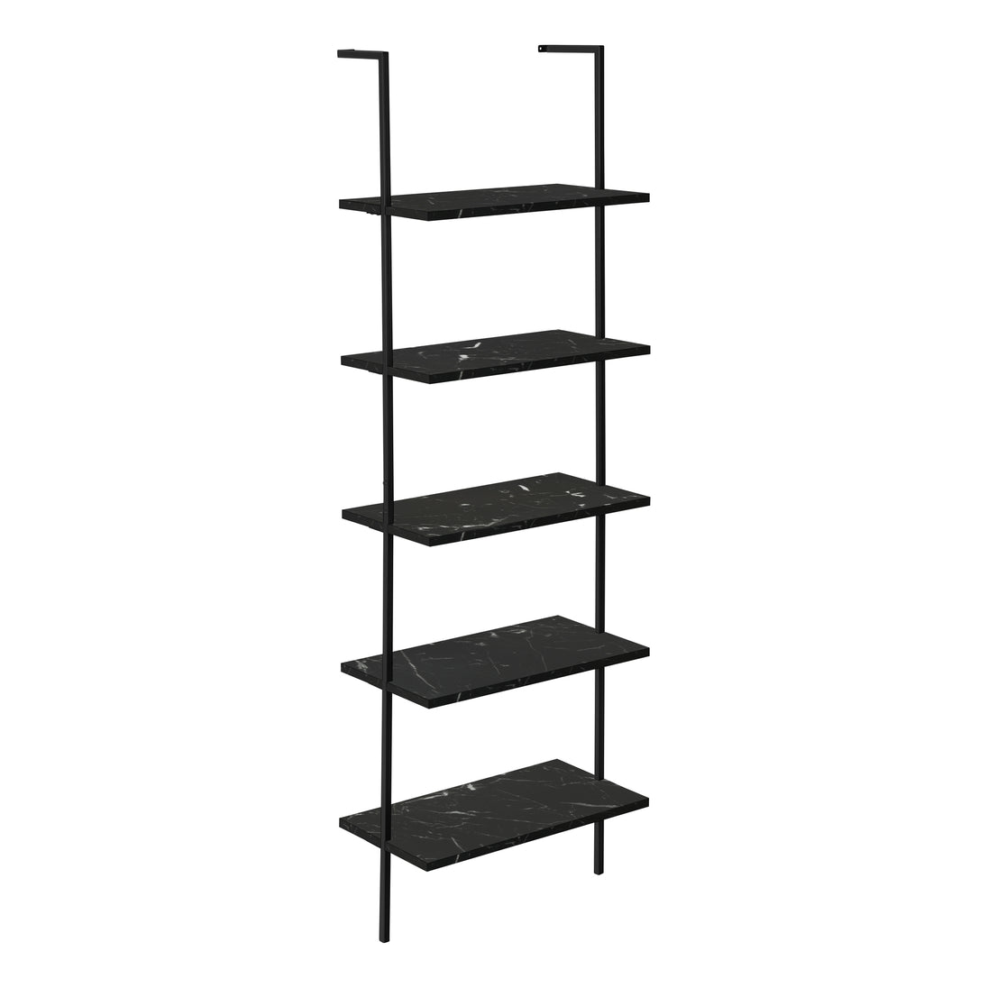 I 3684 Bookcase - 72"H Ladder Black Marble / Black Metal - Furniture Depot (7881122775288)