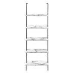 I 3685 Bookcase - 72"H Ladder White Marble / Black Metal - Furniture Depot (7881122840824)
