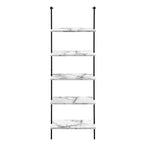 I 3685 Bookcase - 72"H Ladder White Marble / Black Metal - Furniture Depot (7881122840824)