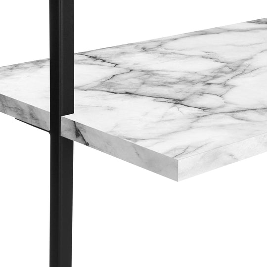 I 3685 Bookcase - 72"H Ladder White Marble / Black Metal - Furniture Depot (7881122840824)
