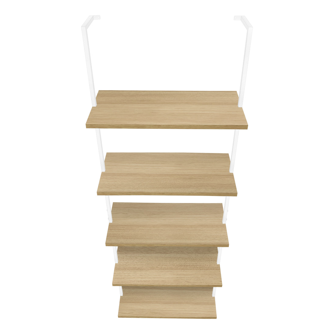 I 3686 Bookcase - 72"H Ladder Natural / White Metal - Furniture Depot