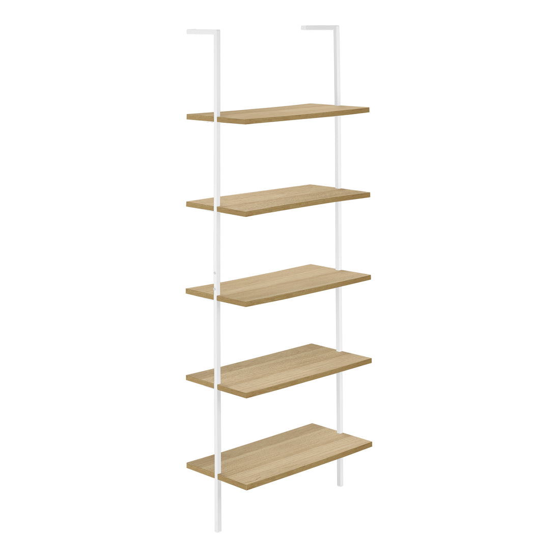 I 3686 Bookcase - 72"H Ladder Natural / White Metal - Furniture Depot