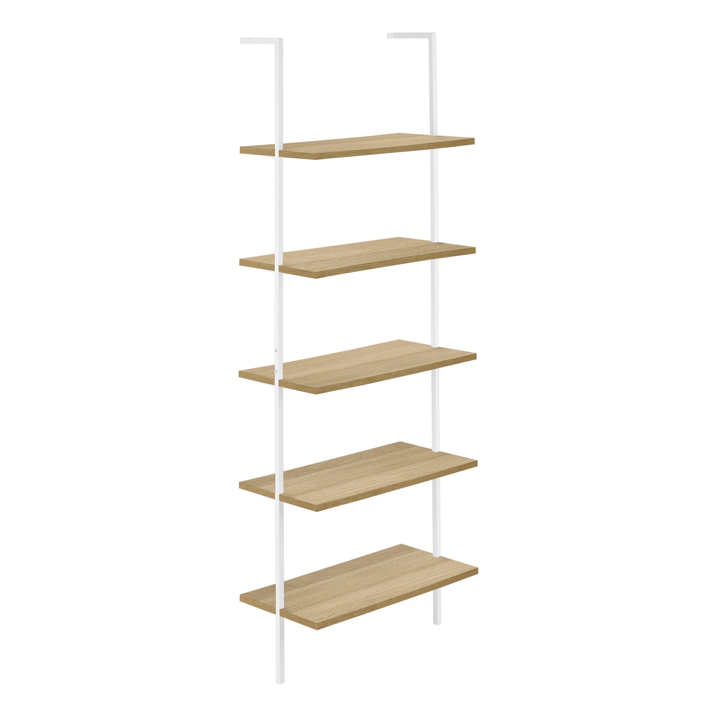 I 3686 Bookcase - 72"H Ladder Natural / White Metal - Furniture Depot