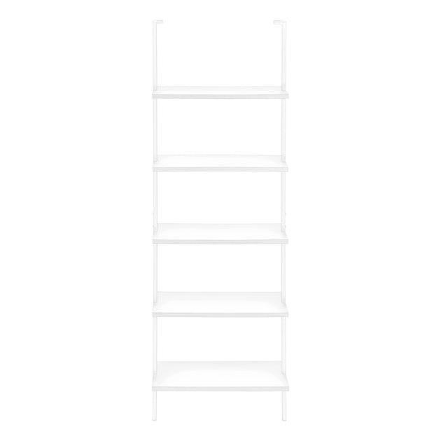 I 3687 Bookcase - 72"H Ladder White / White Metal - Furniture Depot (7881122971896)
