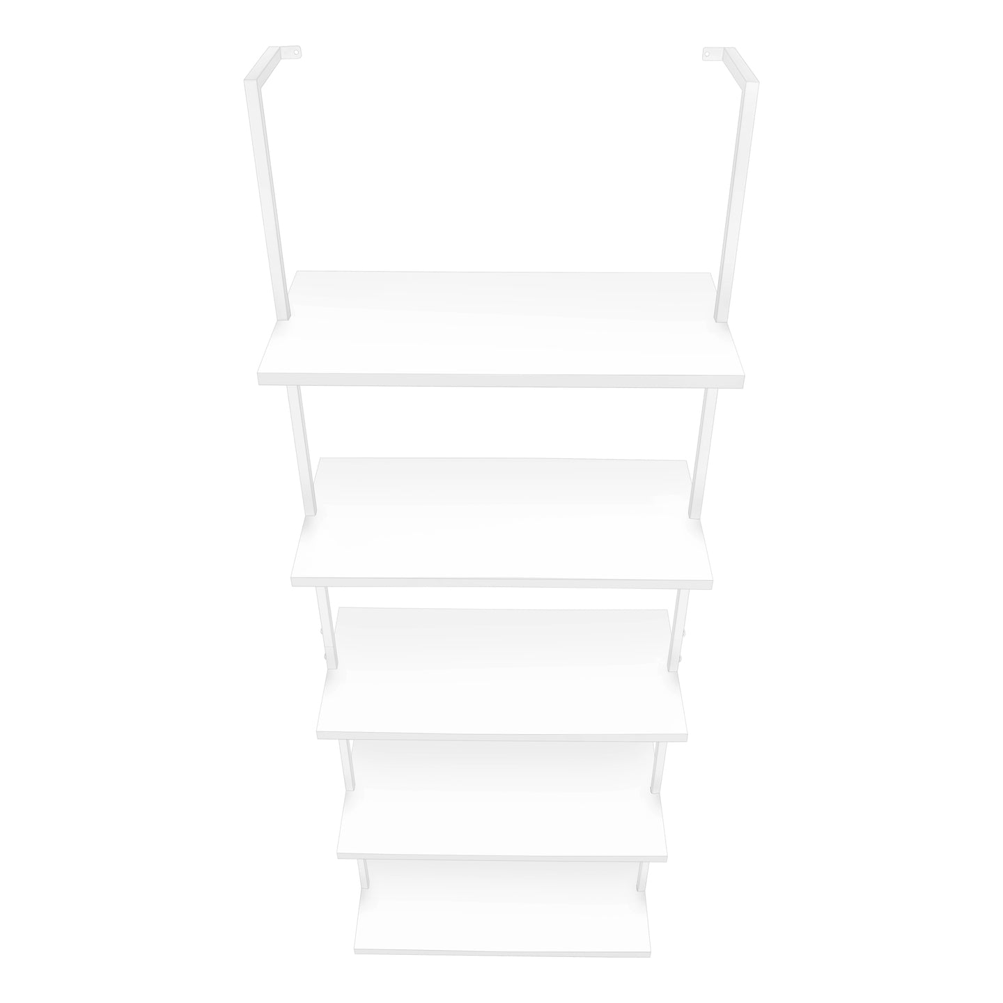 I 3687 Bookcase - 72"H Ladder White / White Metal - Furniture Depot (7881122971896)