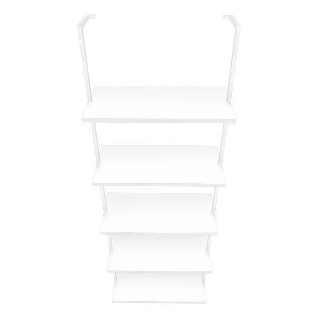 I 3687 Bookcase - 72"H Ladder White / White Metal - Furniture Depot (7881122971896)