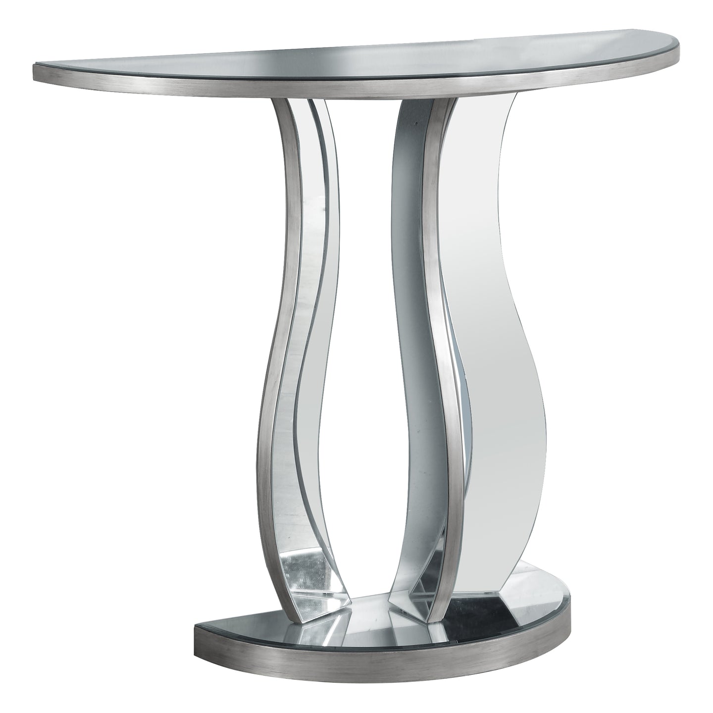 I 3727 Accent Table - 36"L / Brushed Silver / Mirror - Furniture Depot (7881123070200)