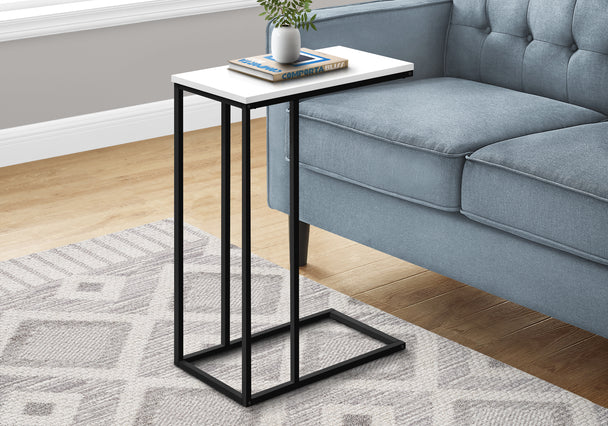 I 3760 Accent Table - 25"H / White / Black Metal - Furniture Depot (7881123332344)