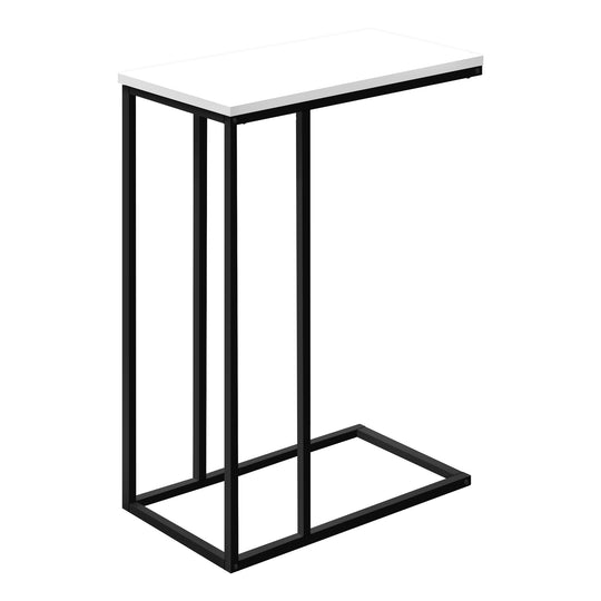 I 3760 Accent Table - 25"H / White / Black Metal - Furniture Depot (7881123332344)