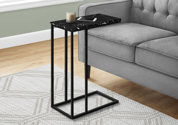 I 3763 Accent Table - 25"H / Black Marble / Black Metal - Furniture Depot