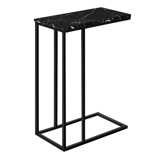 I 3763 Accent Table - 25"H / Black Marble / Black Metal - Furniture Depot