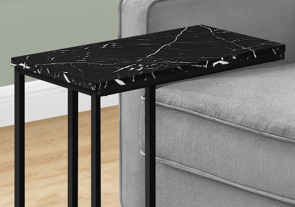 I 3763 Accent Table - 25"H / Black Marble / Black Metal - Furniture Depot