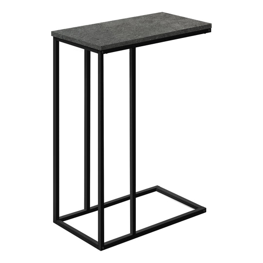 I 3765 Accent Table - 25"H / Grey Stone-Look / Black Metal - Furniture Depot (7881123561720)