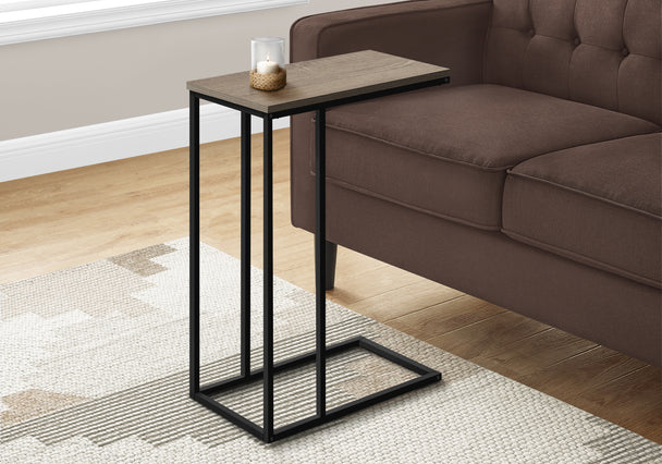 I 3766 Accent Table - 25"H / Dark Taupe / Black Metal - Furniture Depot (7881123594488)