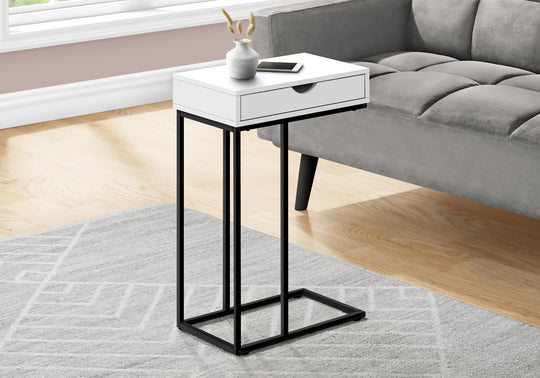 I 3770 Accent Table - 25"H / White / Black Metal - Furniture Depot (7881123627256)