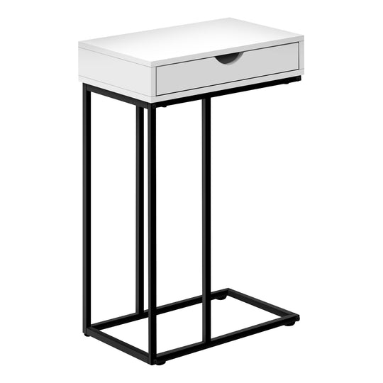 I 3770 Accent Table - 25"H / White / Black Metal - Furniture Depot (7881123627256)