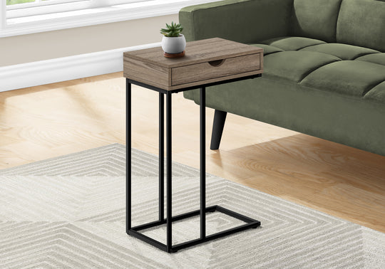 I 3771 Accent Table - 25"H / Dark Taupe / Black Metal - Furniture Depot (7881123660024)