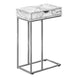 I 3772 Accent Table - 25"H / White Marble / Silver Metal - Furniture Depot (7881123692792)