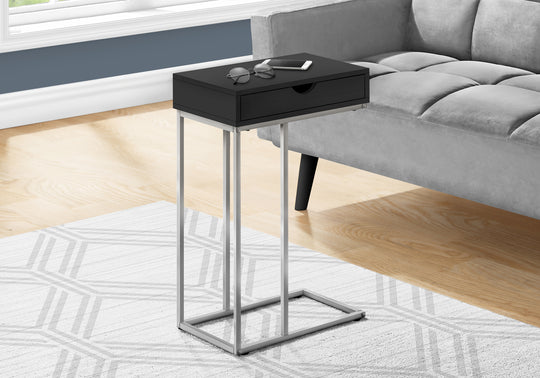 I 3773 Accent Table - 25"H / Black / Silver Metal - Furniture Depot (7881123758328)