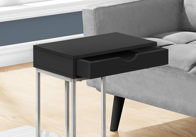 I 3773 Accent Table - 25"H / Black / Silver Metal - Furniture Depot (7881123758328)