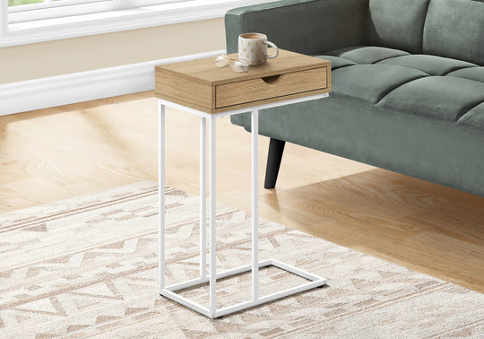 I 3775 Accent Table - 25"H / Natural / White Metal - Furniture Depot (7881123823864)