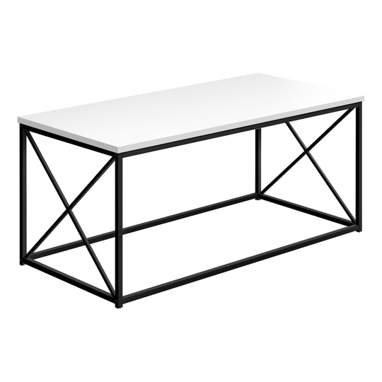 I 3780 Coffee Table - 40"L / White / Black Metal - Furniture Depot (7881123856632)