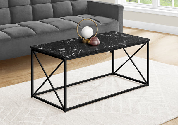 I 3783 Coffee Table - 40"L / Black Marble / Black Metal - Furniture Depot (7881123954936)