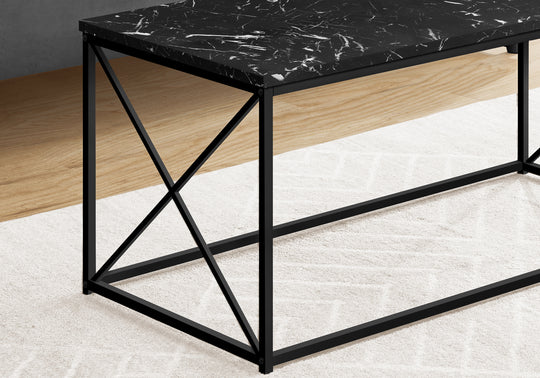 I 3783 Coffee Table - 40"L / Black Marble / Black Metal - Furniture Depot (7881123954936)