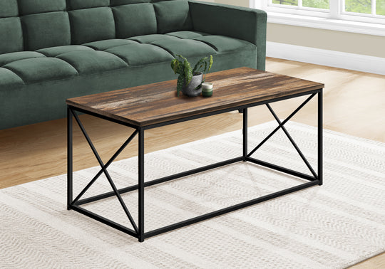 I 3784 Coffee Table - 40"L / Brown Reclaimed / Black Metal - Furniture Depot (7881123987704)