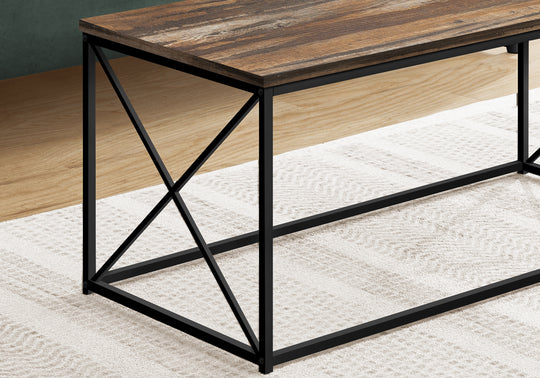 I 3784 Coffee Table - 40"L / Brown Reclaimed / Black Metal - Furniture Depot (7881123987704)