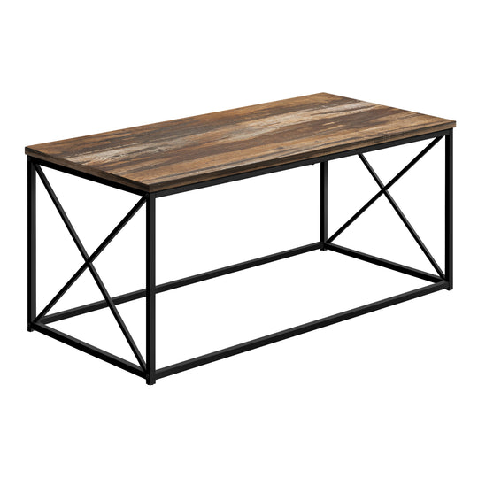 I 3784 Coffee Table - 40"L / Brown Reclaimed / Black Metal - Furniture Depot (7881123987704)