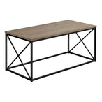I 3786 Coffee Table - 40"L / Dark Taupe / Black Metal - Furniture Depot