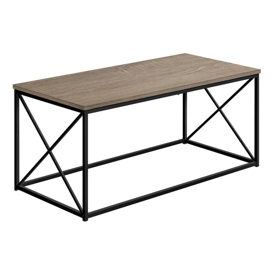 I 3786 Coffee Table - 40"L / Dark Taupe / Black Metal - Furniture Depot