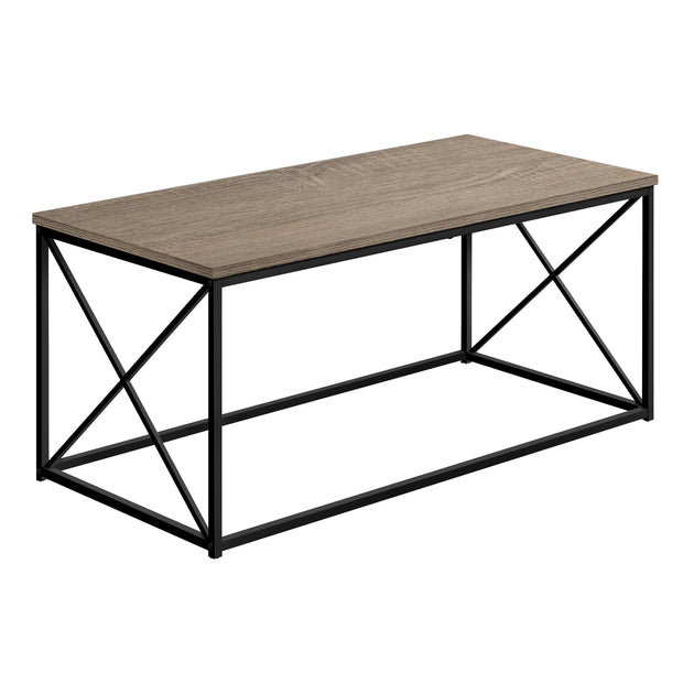 I 3786 Coffee Table - 40"L / Dark Taupe / Black Metal - Furniture Depot