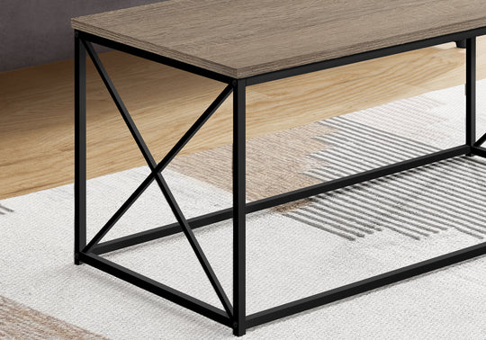 I 3786 Coffee Table - 40"L / Dark Taupe / Black Metal - Furniture Depot