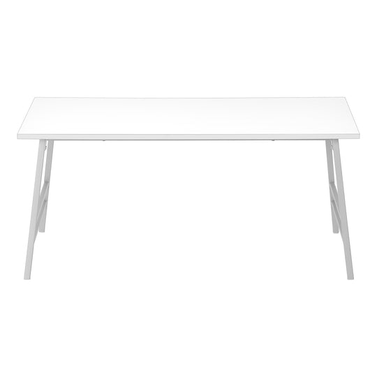 I 3790 Coffee Table - 40"L / White / Silver Metal - Furniture Depot