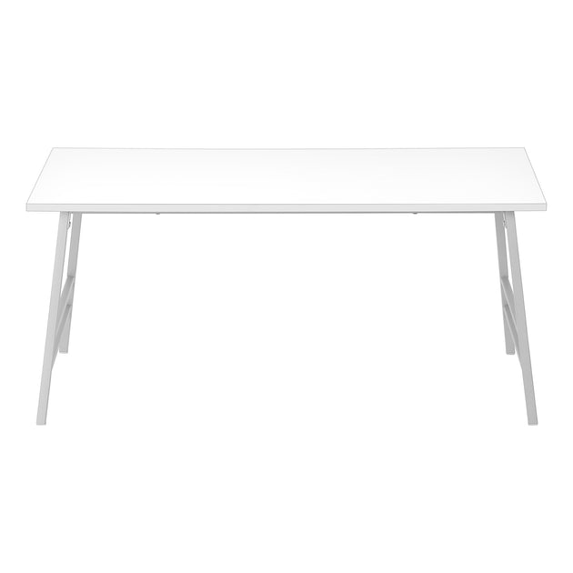 I 3790 Coffee Table - 40"L / White / Silver Metal - Furniture Depot